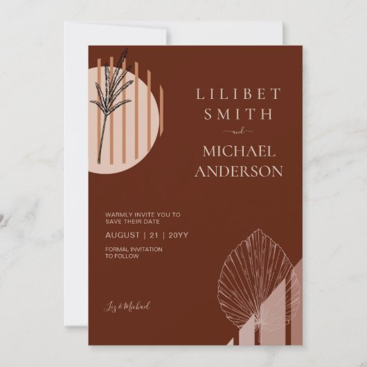 Scandinavisch Japandi Modern Abstract Save Dates Kaart (Voorkant)