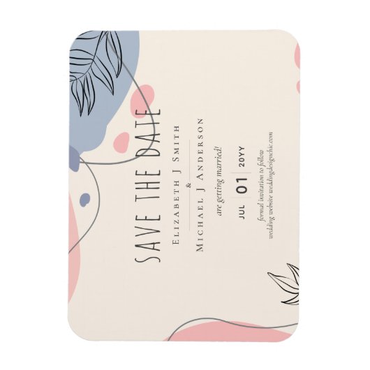 Scandinavisch Japandi Modern Abstract Trouwen Magneet (Verticaal)