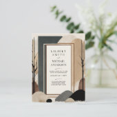 Scandinavisch Japandi Trouwthema Aardtinten Kaart (Staand voorkant)