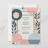 Scandinavisch Japandi Trouwthema Blush Blauw Kaart (Voorkant)