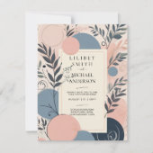 Scandinavisch Japandi Trouwthema Blush Blauw Kaart (Voorkant)