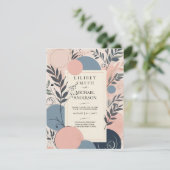 Scandinavisch Japandi Trouwthema Blush Blauw Kaart (Staand voorkant)