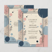 Scandinavisch Japandi Trouwthema Blush Blauw Kaart (Voorkant / Achterkant)