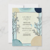 Scandinavisch Japans Trouwthema Aqua Blues Kaart (Voorkant)