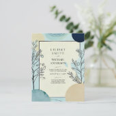 Scandinavisch Japans Trouwthema Aqua Blues Kaart (Staand voorkant)