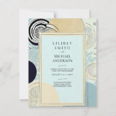 Scandinavisch Japans Trouwthema Aqua Blues Kaart (Voorkant)