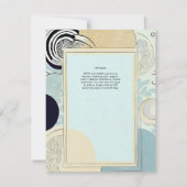 Scandinavisch Japans Trouwthema Aqua Blues Kaart (Achterkant)