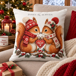 Scandinavisch Kerst-Eekhoornkoppel Noordse Liefde Kussen