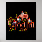 Scandinavisch kerst God jul marsepein varken Poster (Voorkant)
