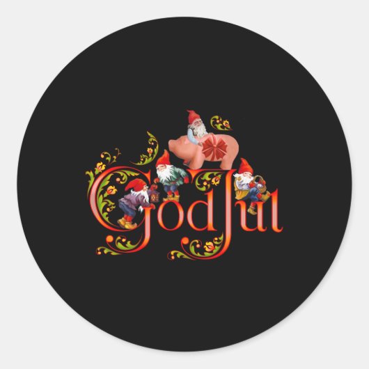 Scandinavisch kerst God jul marsepein varken Ronde Sticker (Voorkant)