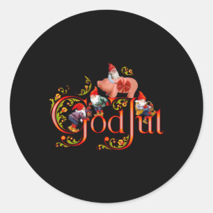 Scandinavisch kerst God jul marsepein varken Ronde Sticker