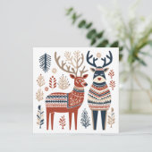 Scandinavisch kerst rendier Wenskaart Feestdagenkaart (Staand voorkant)