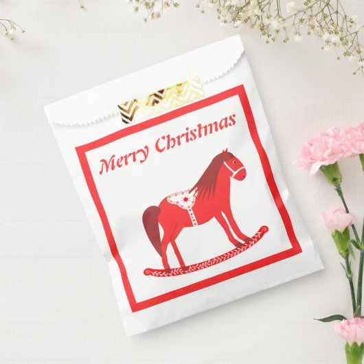 Scandinavisch Kerst Rocking Horse Custom Bedankzakje (Gezegeld)