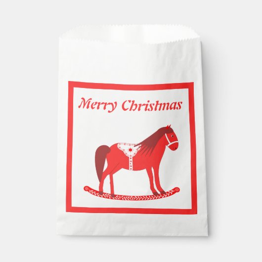 Scandinavisch Kerst Rocking Horse Custom Bedankzakje (Voorkant)
