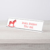 Scandinavisch Kerst Rocking Horse Custom Bureau Naambordje (Voorkant)