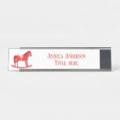 Scandinavisch Kerst Rocking Horse Custom Bureau Naambordje (Voorkant)