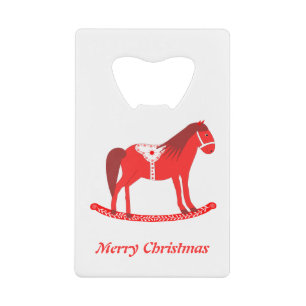 Scandinavisch Kerst Rocking Horse Custom Creditkaart Flessenopener