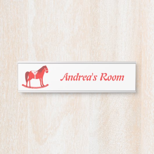 Scandinavisch Kerst Rocking Horse Custom Deurbordje (Voorkant)