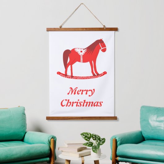 Scandinavisch Kerst Rocking Horse Custom Hangend Wandkleed (Woonkamer)