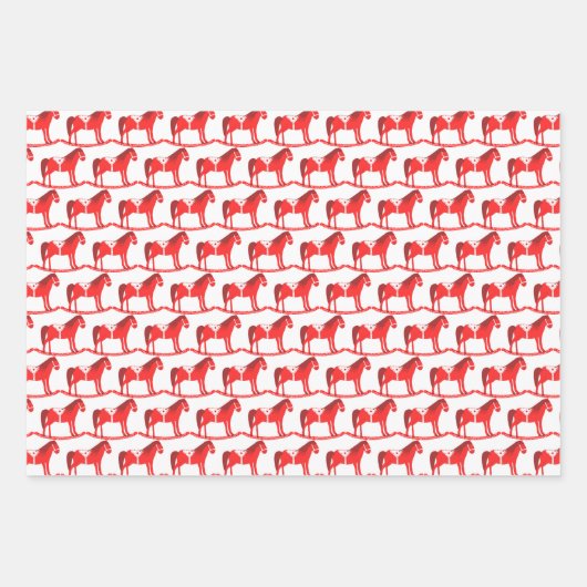 Scandinavisch Kerst Rocking Horse Custom Inpakpapier Vel (Voorkant)