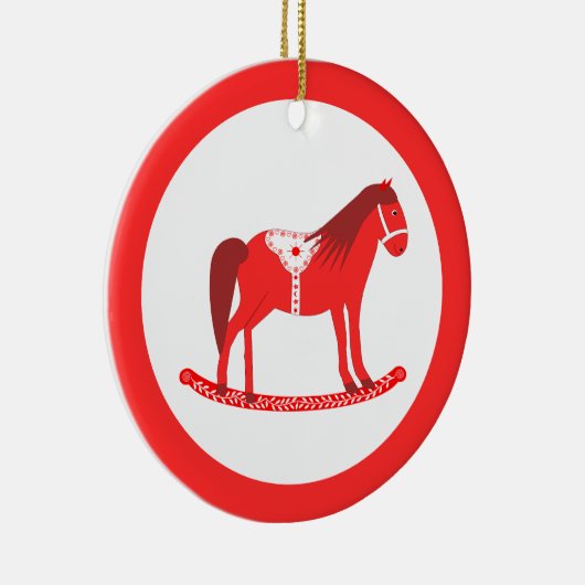 Scandinavisch Kerst Rocking Horse Custom Keramisch Ornament (Rechts)
