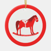 Scandinavisch Kerst Rocking Horse Custom Keramisch Ornament (Voorkant)