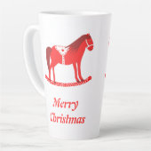 Scandinavisch Kerst Rocking Horse Custom Latte Mok (Linkerhoek)