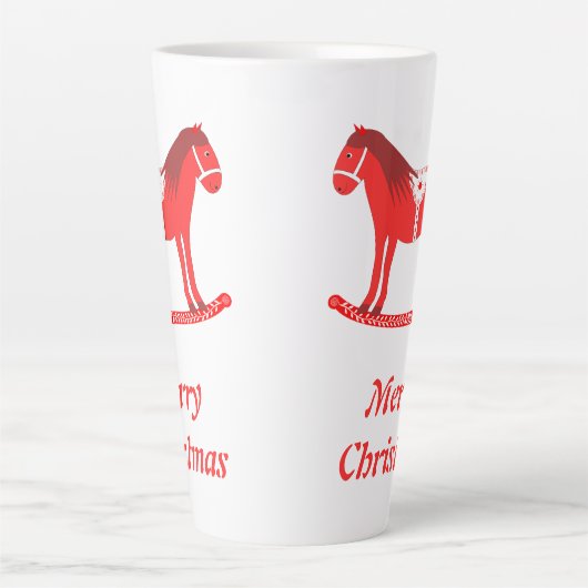 Scandinavisch Kerst Rocking Horse Custom Latte Mok (Voorkant)