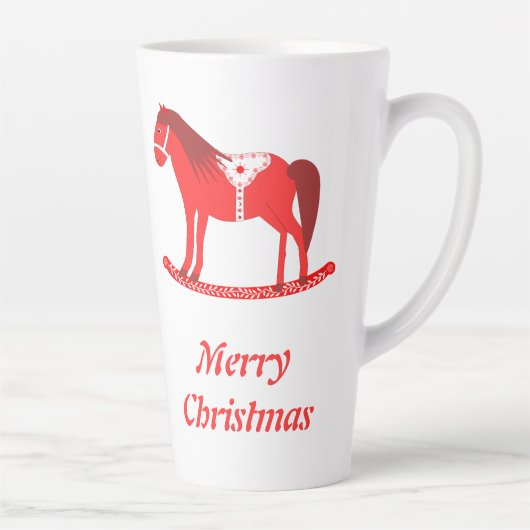 Scandinavisch Kerst Rocking Horse Custom Latte Mok (Rechts)