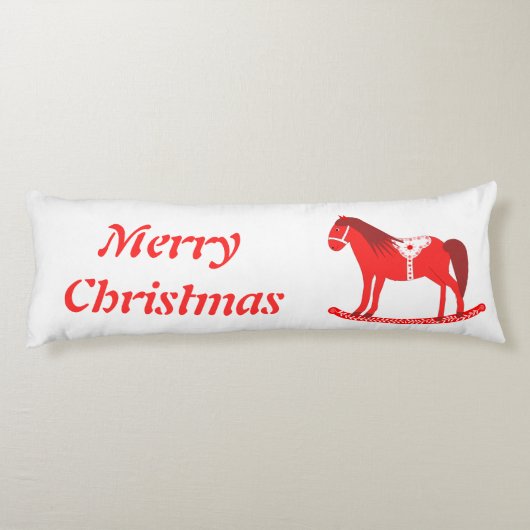 Scandinavisch Kerst Rocking Horse Custom Lichaamskussen (Achterkant)