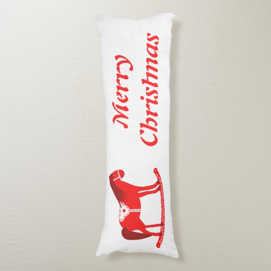 Scandinavisch Kerst Rocking Horse Custom Lichaamskussen (Voorkant Verticaal)