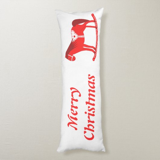Scandinavisch Kerst Rocking Horse Custom Lichaamskussen (Achterkant (Verticaal))