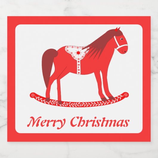 Scandinavisch Kerst Rocking Horse Custom Likeurfles Etiket (Enkel label)