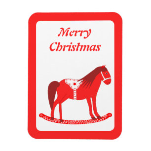 Scandinavisch Kerst Rocking Horse Custom Magneet