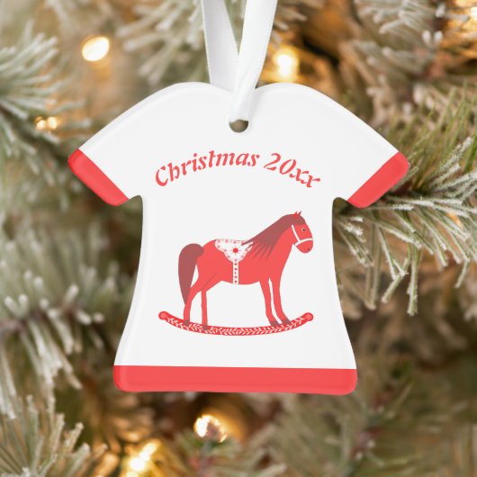 Scandinavisch Kerst Rocking Horse Custom Ornament (Boom)