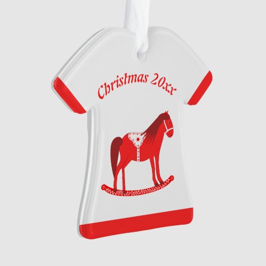 Scandinavisch Kerst Rocking Horse Custom Ornament (voorkant)