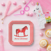 Scandinavisch Kerst Rocking Horse Custom Papieren Bordje (Feest)