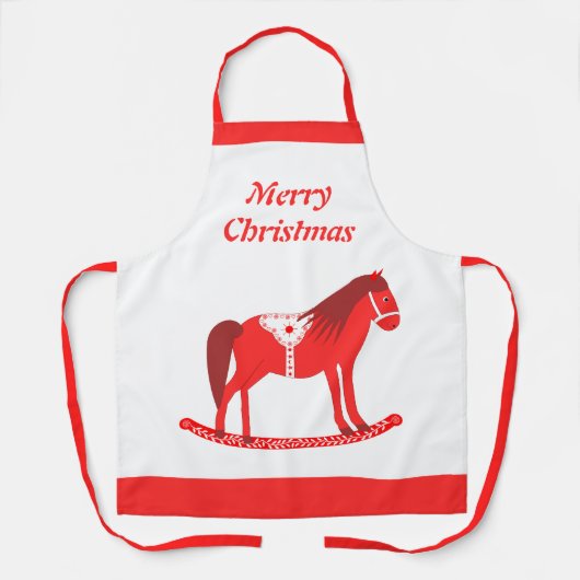 Scandinavisch Kerst Rocking Horse Custom Schort (Voorkant)