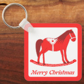 Scandinavisch Kerst Rocking Horse Custom Sleutelhanger (Voorkant)