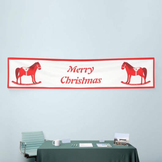 Scandinavisch Kerst Rocking Horse Custom Spandoek (Beurs)