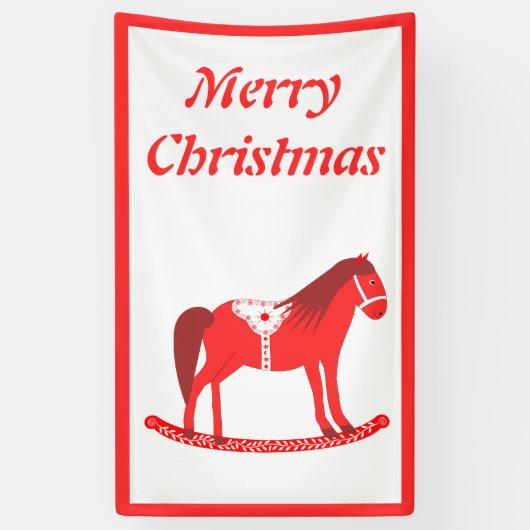 Scandinavisch Kerst Rocking Horse Custom Spandoek (Verticaal)
