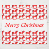 Scandinavisch Kerst Rocking Horse Custom Sparkling Wijnetiket (Enkel label)