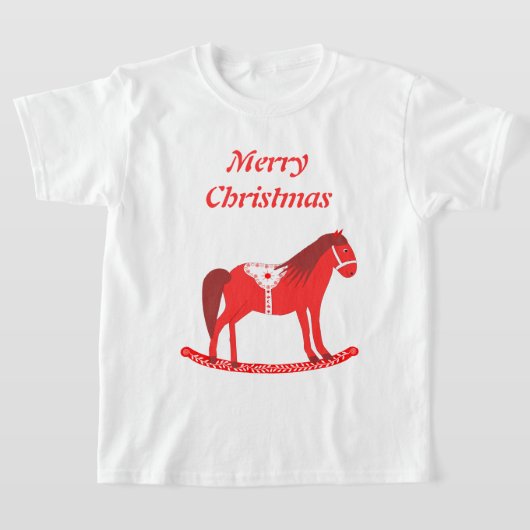 Scandinavisch Kerst Rocking Horse Custom T-shirt (Laagn)