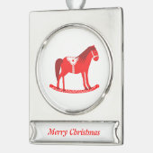 Scandinavisch Kerst Rocking Horse Custom Verzilverd Banner Ornament (Links)