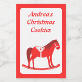 Scandinavisch Kerst Rocking Horse Custom Voedselcontainer Etiket (Enkel label)