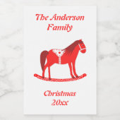 Scandinavisch Kerst Rocking Horse Custom Wijn Etiket (Enkel label)