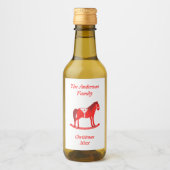 Scandinavisch Kerst Rocking Horse Custom Wijn Etiket (Voorkant)
