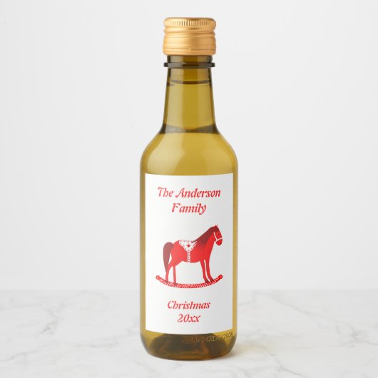 Scandinavisch Kerst Rocking Horse Custom Wijn Etiket (Voorkant)