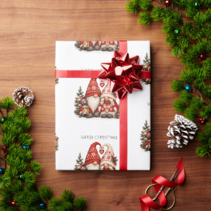 Scandinavisch Kerst Tomte Koppel Noordse Patroon Cadeaupapier