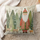 Scandinavisch kerst winterbos met kerstman kussen (Deken)